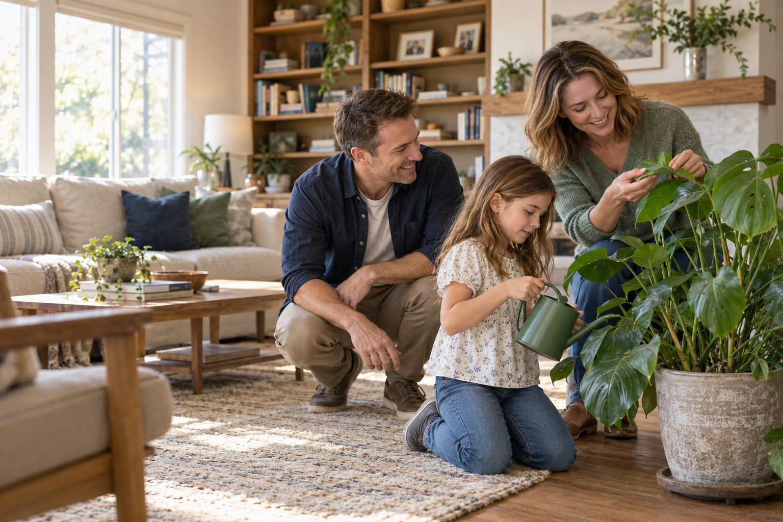 Caring for a leafy houseplant together-1